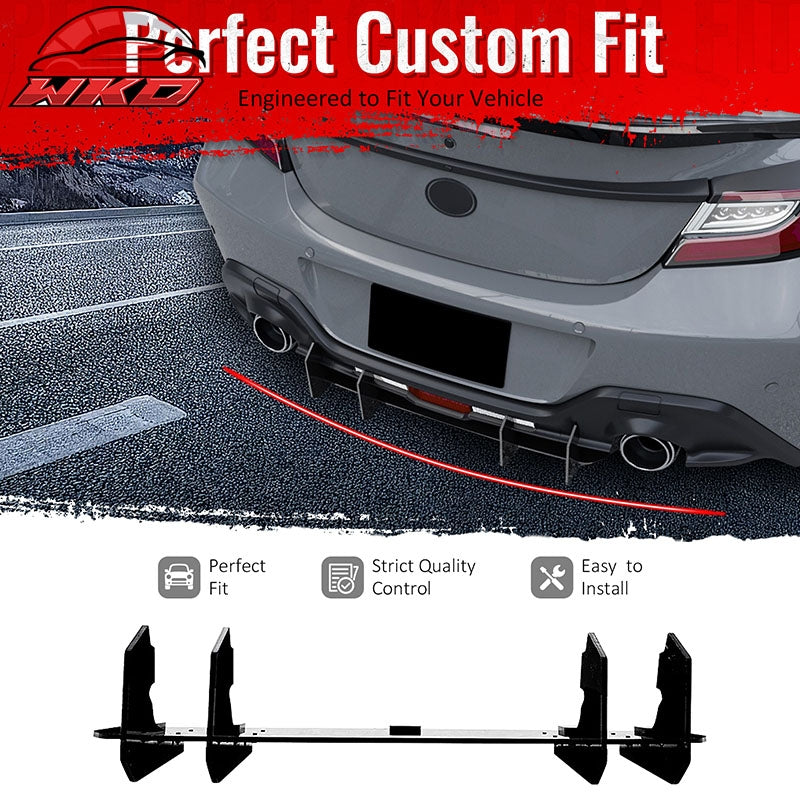 For 22-26 Toyota GR86 BRZ IKV2 Rear Bumper Diffuser AERO VORTEX Gloss Black ABS