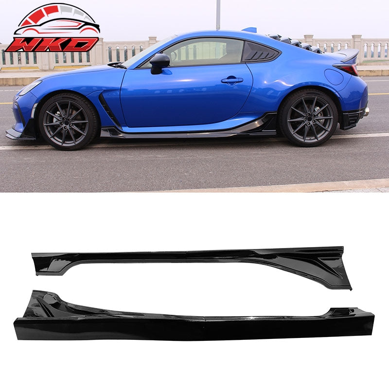 Fits 22-26 Toyota GR86/Subaru BRZ JDM Style 4PC Side Skirts Panel PP Gloss Black