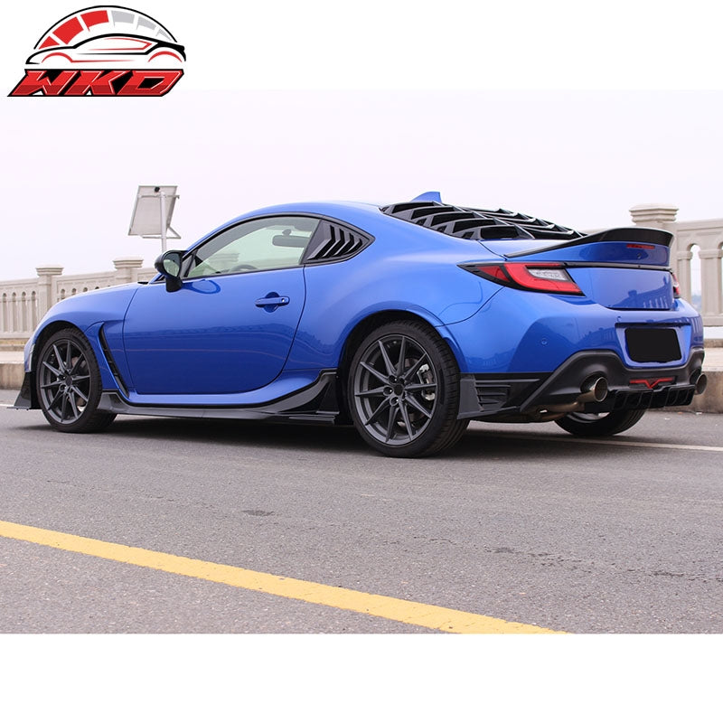 Fits 22-26 Toyota GR86/Subaru BRZ JDM Style 4PC Side Skirts Panel PP Gloss Black