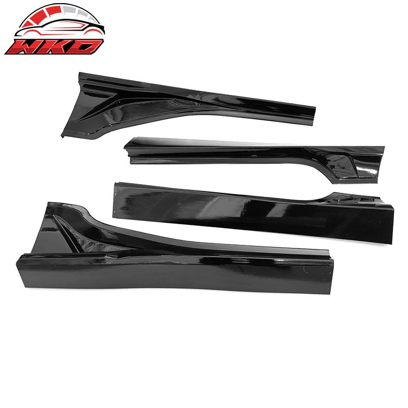 Fits 22-26 Toyota GR86/Subaru BRZ JDM Style 4PC Side Skirts Panel PP Gloss Black