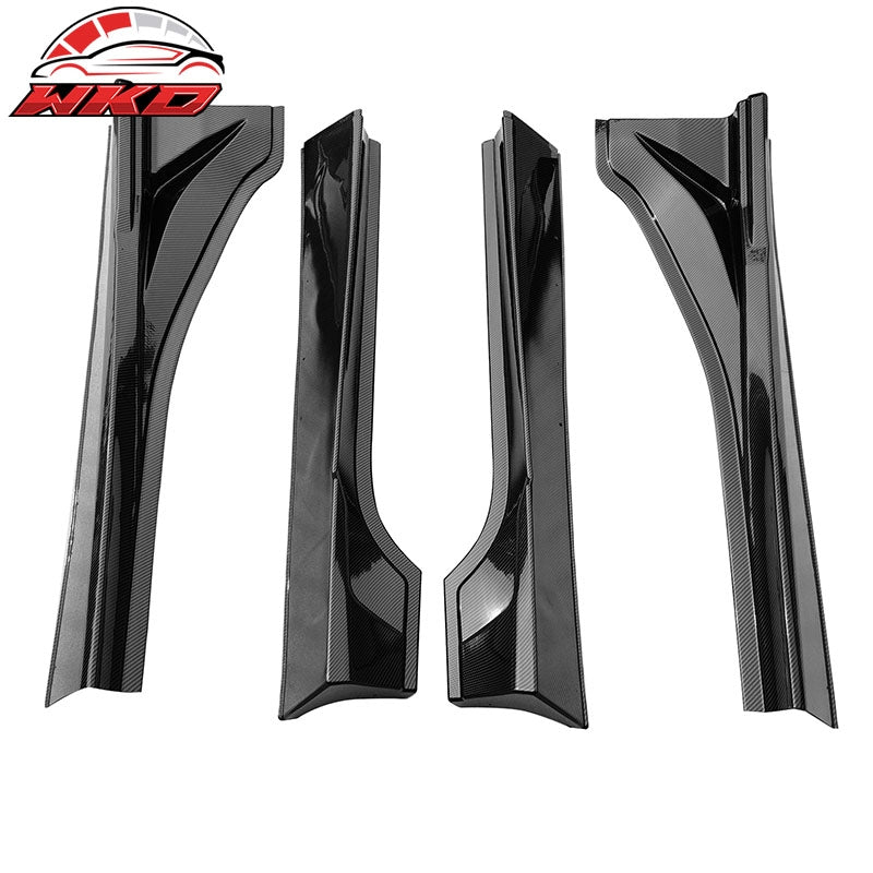 Fit 22-26 Toyota GR86/Subaru BRZ JDM Style 4PC Side Skirts PP Carbon Fiber Print