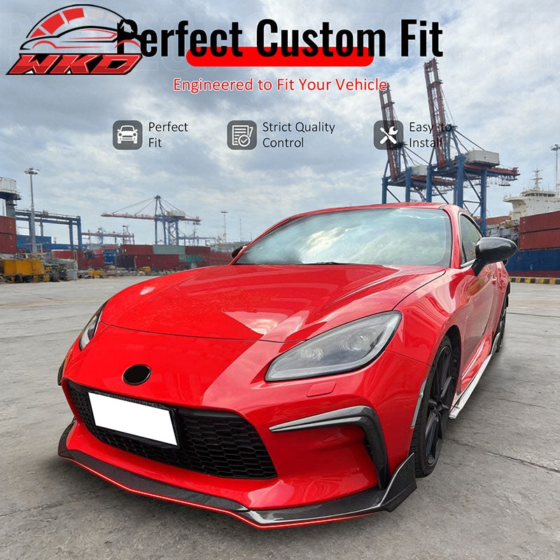 Fits 22-26 Toyota GR86 T Style Front Bumper Lip Chin Spoiler Carbon Fiber Print