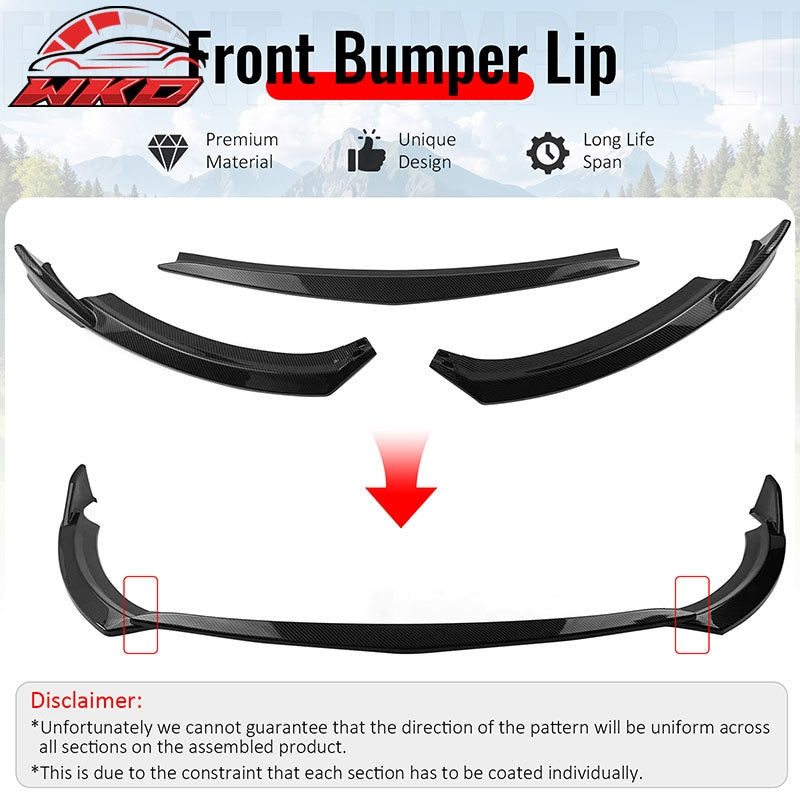 Fits 22-26 Toyota GR86 T Style Front Bumper Lip Chin Spoiler Carbon Fiber Print