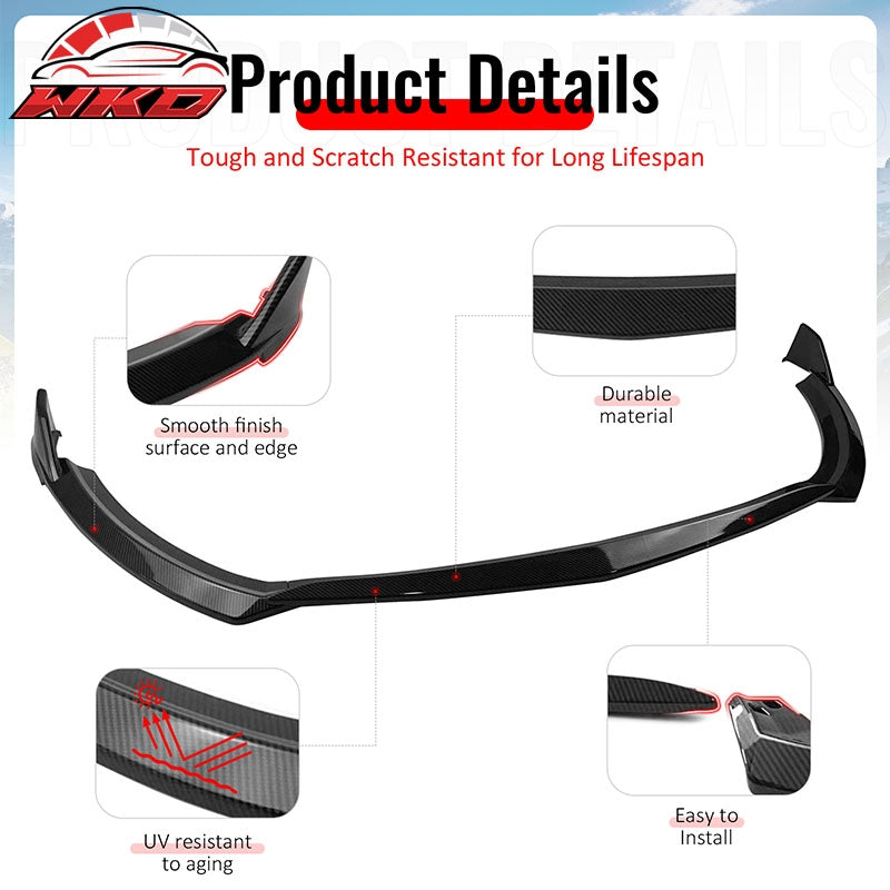 Fits 22-26 Toyota GR86 T Style Front Bumper Lip Chin Spoiler Carbon Fiber Print