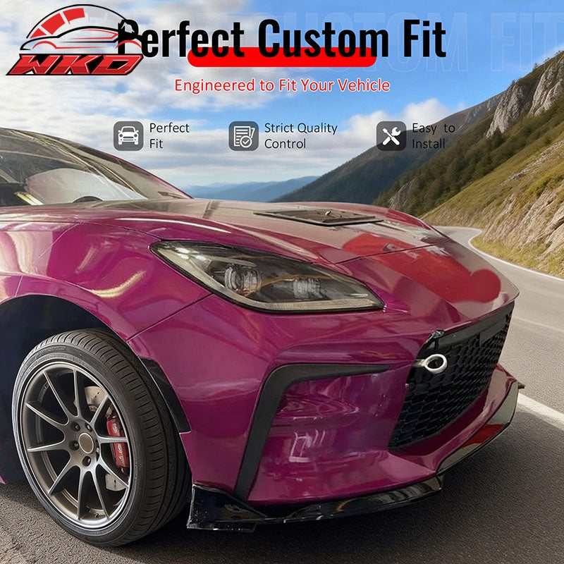 Fits 22-26 Toyota GR86 T Style PP Front Bumper Lip Chin Spoiler Gloss Black