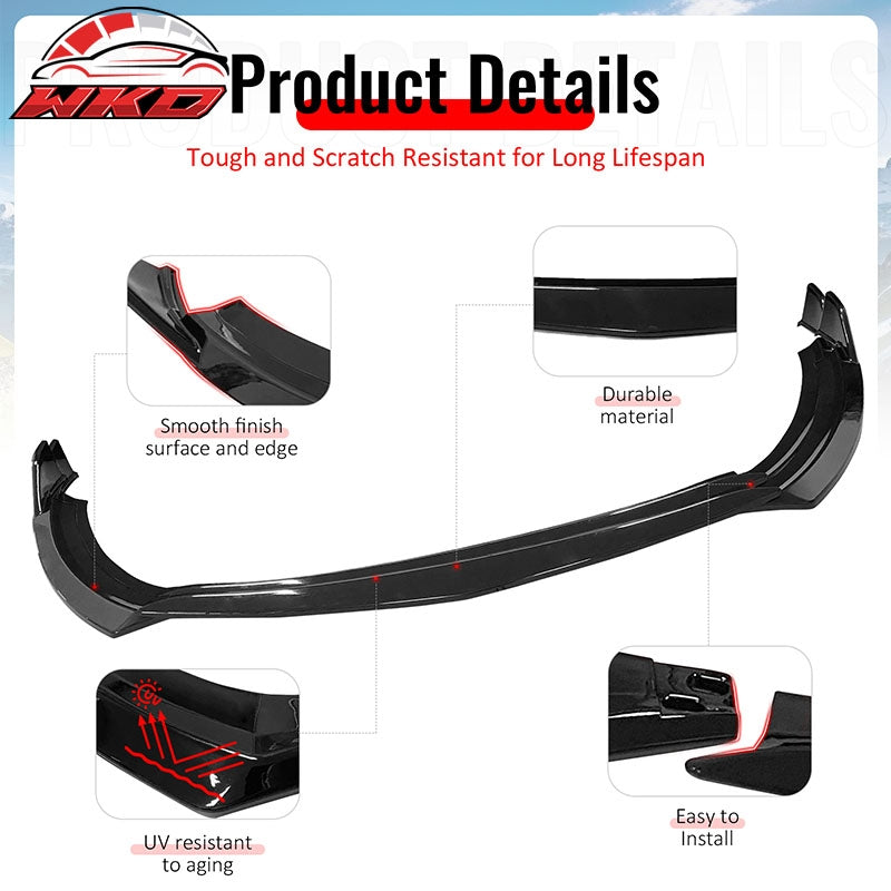 Fits 22-26 Toyota GR86 T Style PP Front Bumper Lip Chin Spoiler Gloss Black