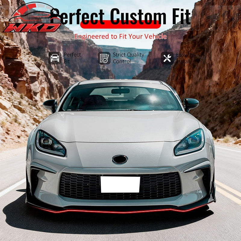 Fits 22-26 Toyota GR86 T Style PP Front Bumper Lip Chin Spoiler Matte Black