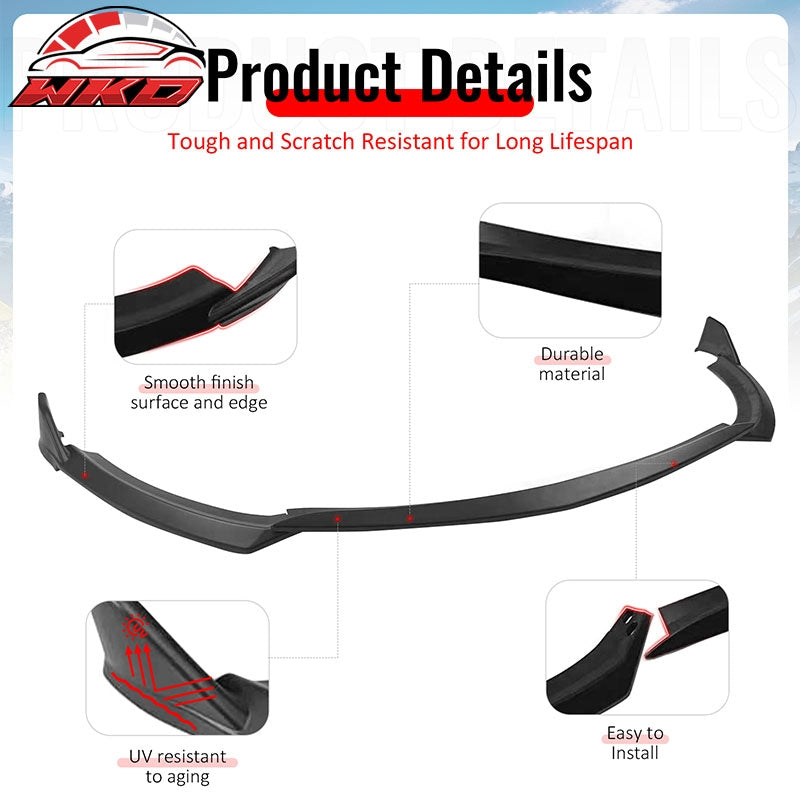 Fits 22-26 Toyota GR86 T Style PP Front Bumper Lip Chin Spoiler Matte Black