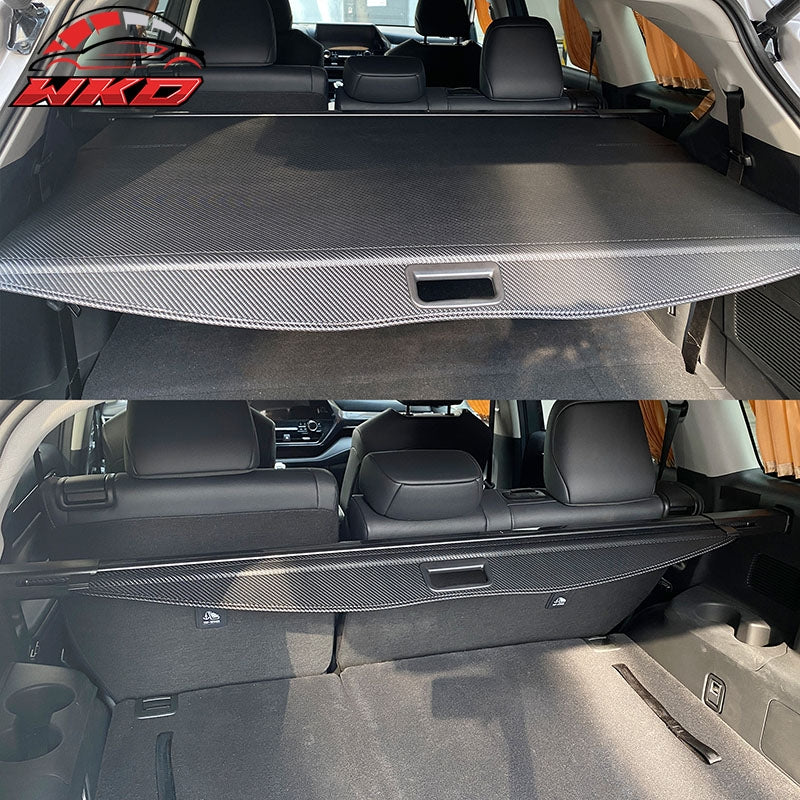 Fits 20-26 Toyota Highlander 3D Backrest Cover +Carbon Fiber Texture Cargo Cover