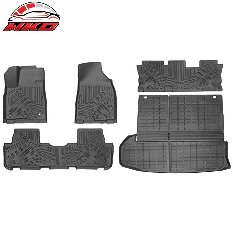 Fits 14-19 Toyota Highlander 7 Passenger TPE Floor+ Trunk Mats w/ Backrest Mat