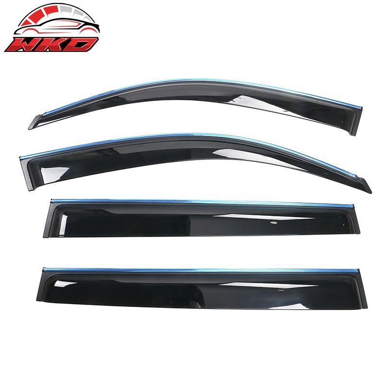 Fits 08-13 Toyota Highlander PC Window Visors Deflector With Chrome Trim 4PCS