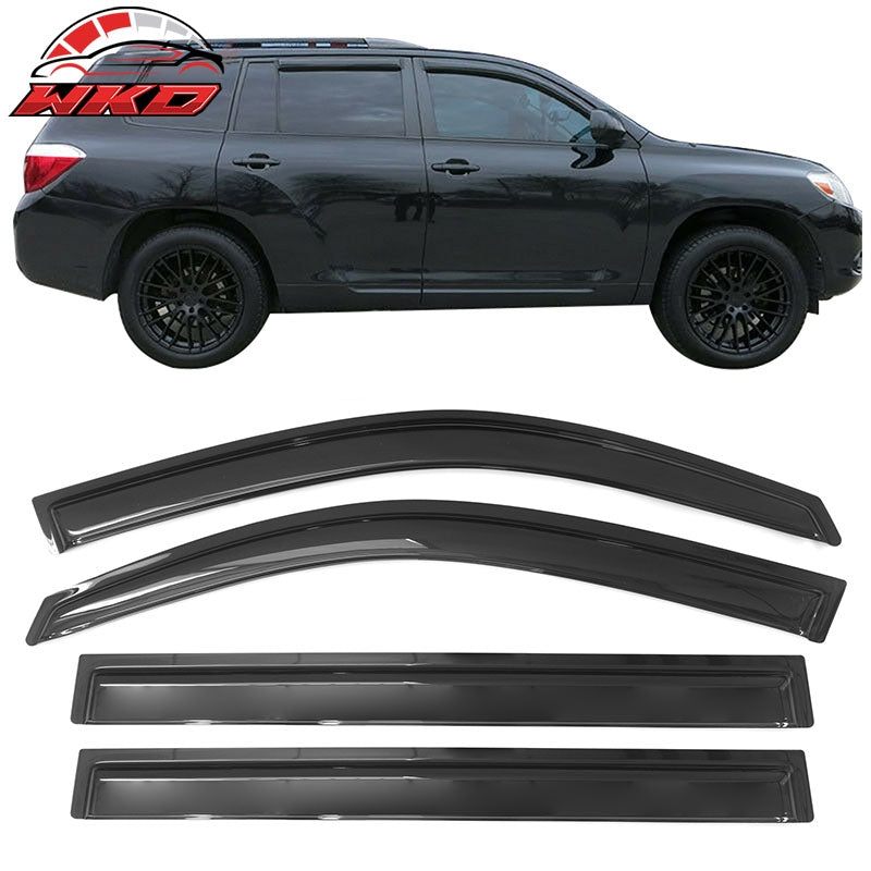 Fits 08-13 Toyota Highlander Window Visors Acrylic Sun Rain Deflector 4Pc Set