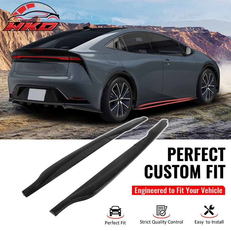 For 23-26 Toyota Prius AR Style Side Skirt Extension Molding Lip ABS Gloss Black