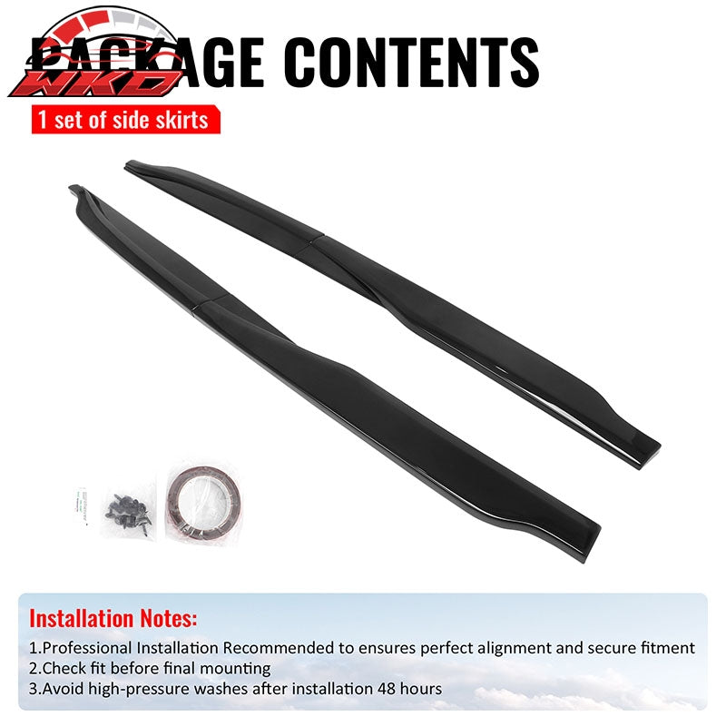 For 23-26 Toyota Prius AR Style Side Skirt Extension Molding Lip ABS Gloss Black