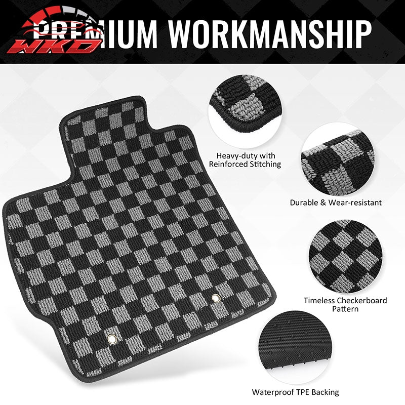 Wholesale 10-11 Toyota Prius Floor Mats Non-Slip Carpets Checkered Black Gray Plaid - Wikond Auto