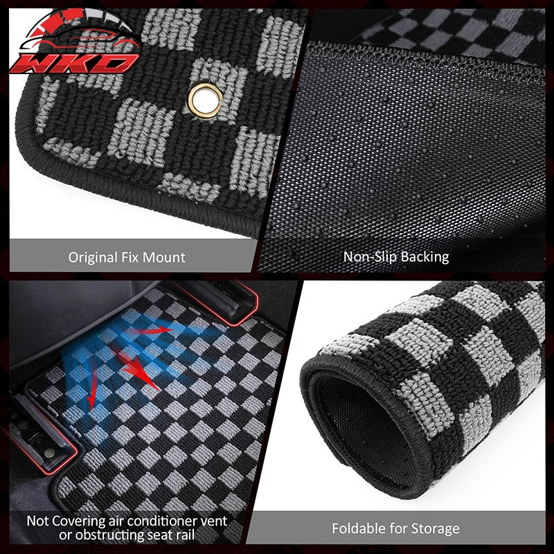 Wholesale 10-11 Toyota Prius Floor Mats Non-Slip Carpets Checkered Black Gray Plaid - Wikond Auto
