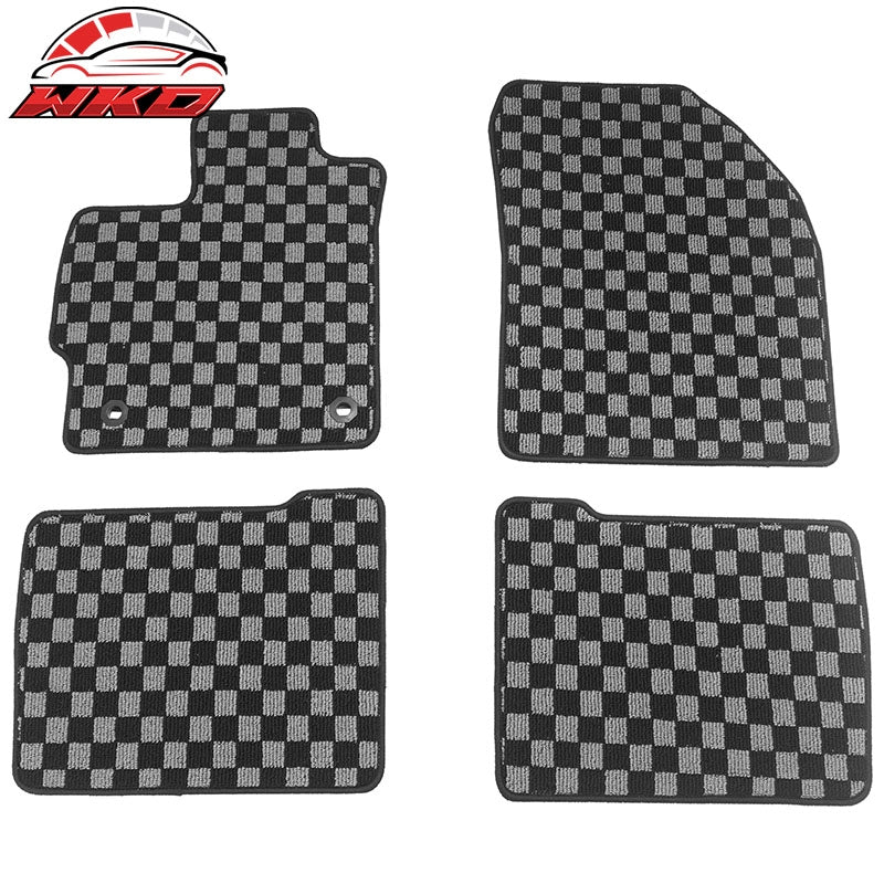 Wholesale 12-15 Toyota Prius Floor Mats Non-Slip Carpets Checkered Black Gray Plaid - Wikond Auto