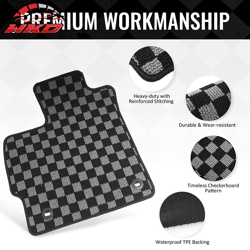 Wholesale 12-15 Toyota Prius Floor Mats Non-Slip Carpets Checkered Black Gray Plaid - Wikond Auto