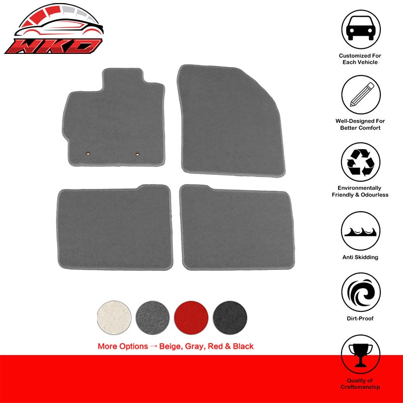 Fits 10-11 Toyota Prius 4PCS Floor Mats Non-Slip Auto Carpet Liner Nylon Grey