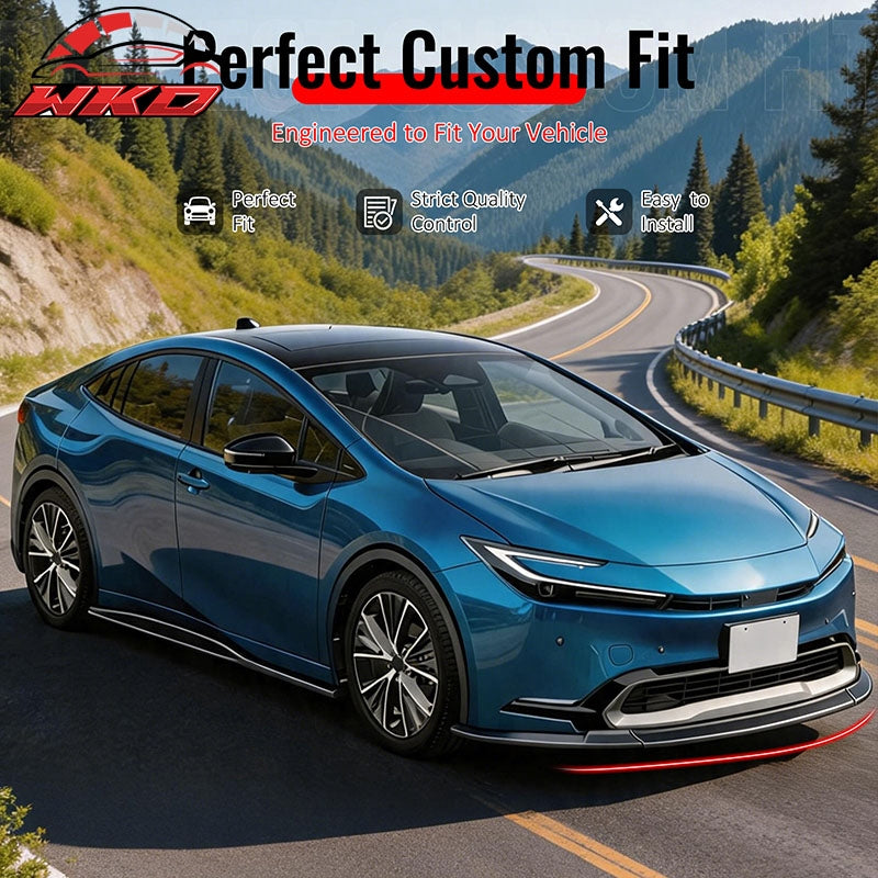 Fits 23-26 Toyota Prius Prime AR Style Front Bumper Lip Chin Spoiler Gloss Black
