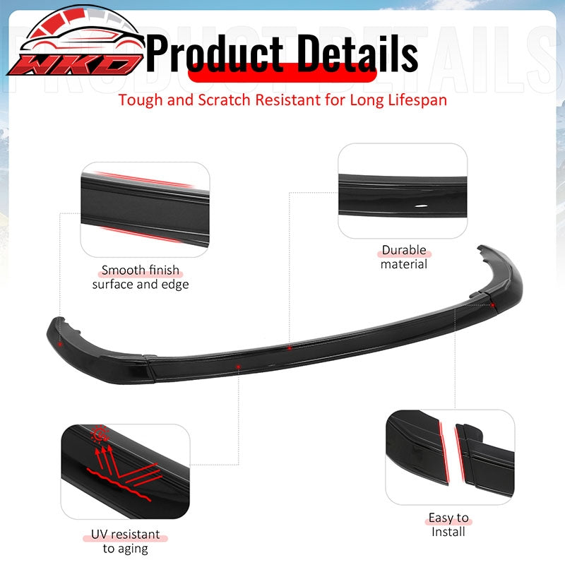 Fits 23-26 Toyota Prius Prime AR Style Front Bumper Lip Chin Spoiler Gloss Black