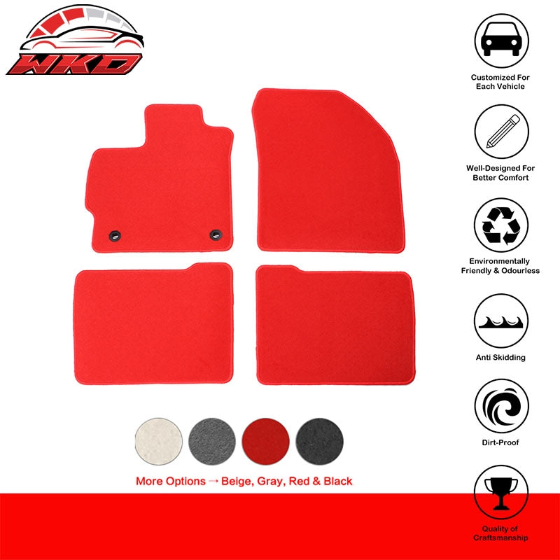Fits 12-15 Toyota Prius & Prius Plug-In Nylon Floor Mats Liner Red Carpets Set