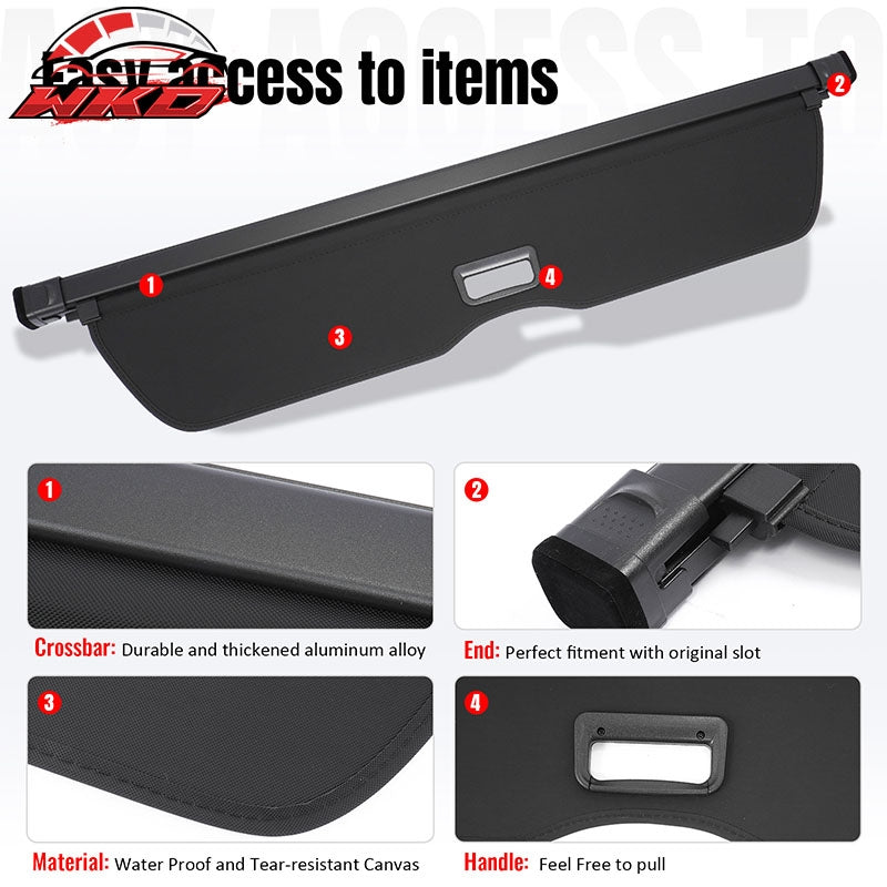 Fits 2026 Toyota RAV4 Retractable Cargo Cover Rear Trunk Security Shade Canvas