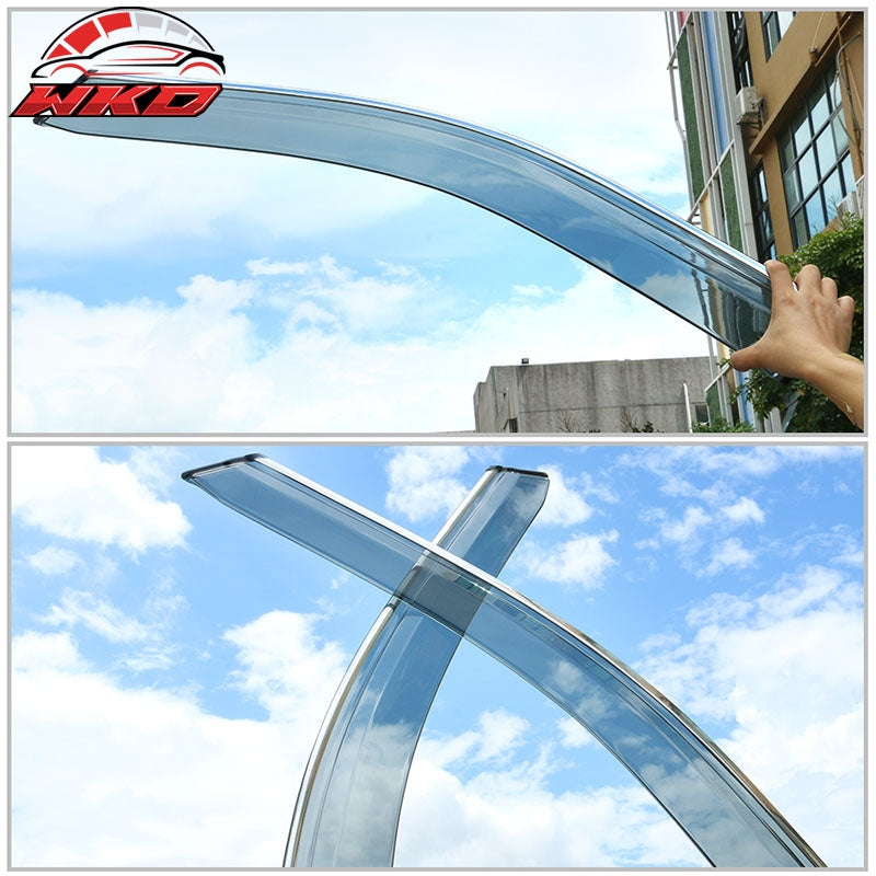 Fits 19-25 Toyota RAV4 Prime XA50 Polycarbonate Window Visor Guard W/Chrome Trim