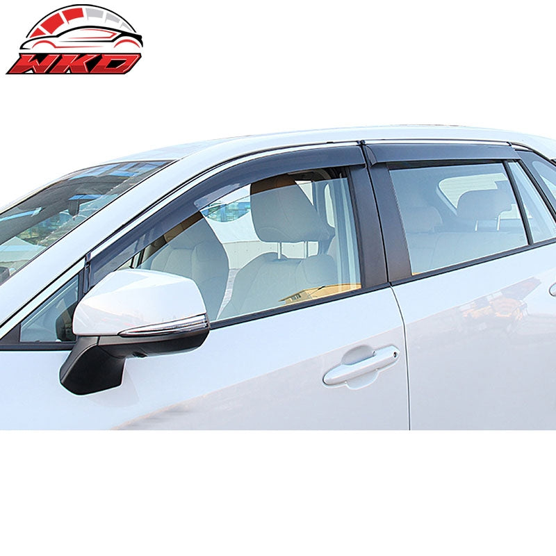 Fits 19-25 Toyota RAV4 Prime XA50 Polycarbonate Window Visor Guard W/Chrome Trim