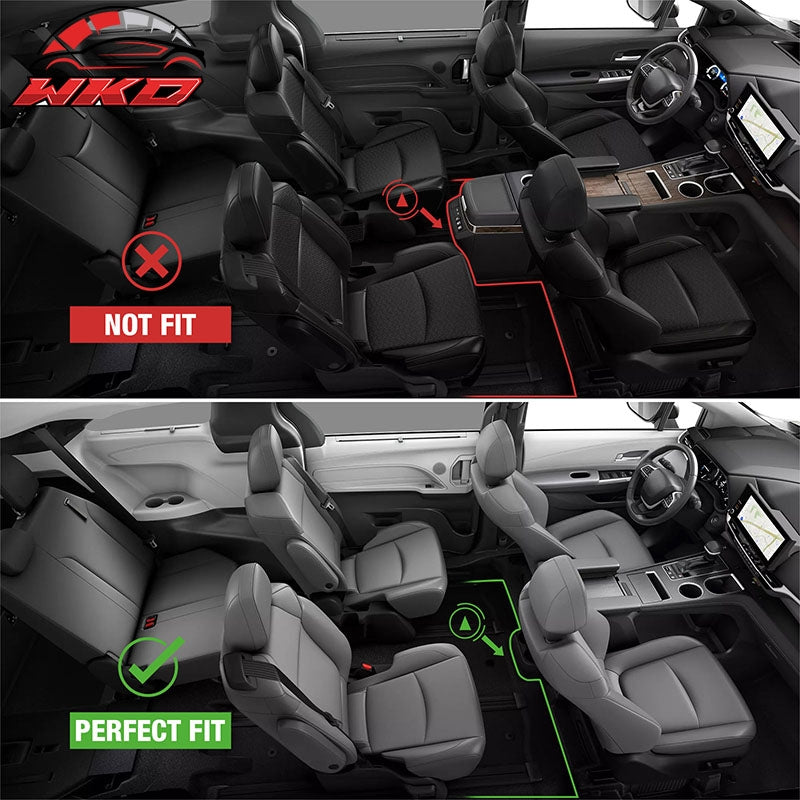 Fits 21-26 Toyota Sienna 7 Passenger Car Floor Mats Black Front Rear Carpets 9PC