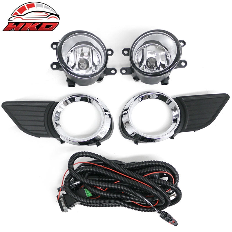 Fits 11-17 Toyota Sienna Front Fog Lights Assembly Black Housing Clear Lens Pair