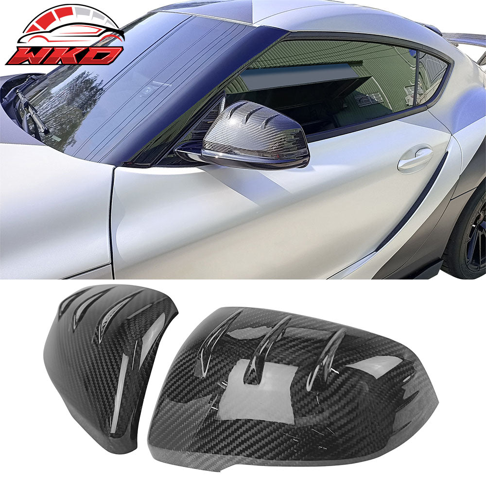 Fits 20-25 Toyota GR Supra A90 A91 D Style Carbon Fiber CF Side Mirror Covers