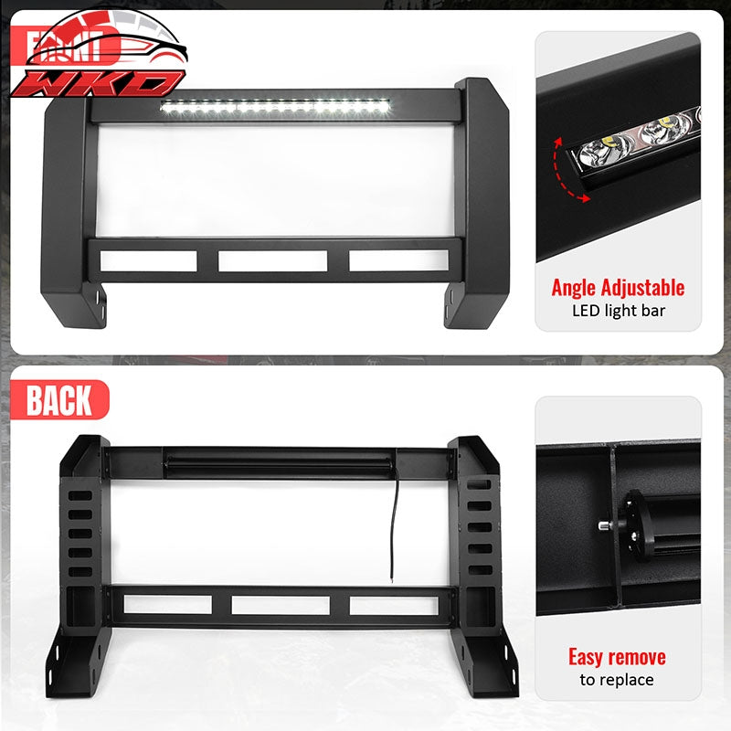 Fits 16-23 Toyota Tacoma Bull Bar Front Brush Bumper Grille Guard W/LED Light