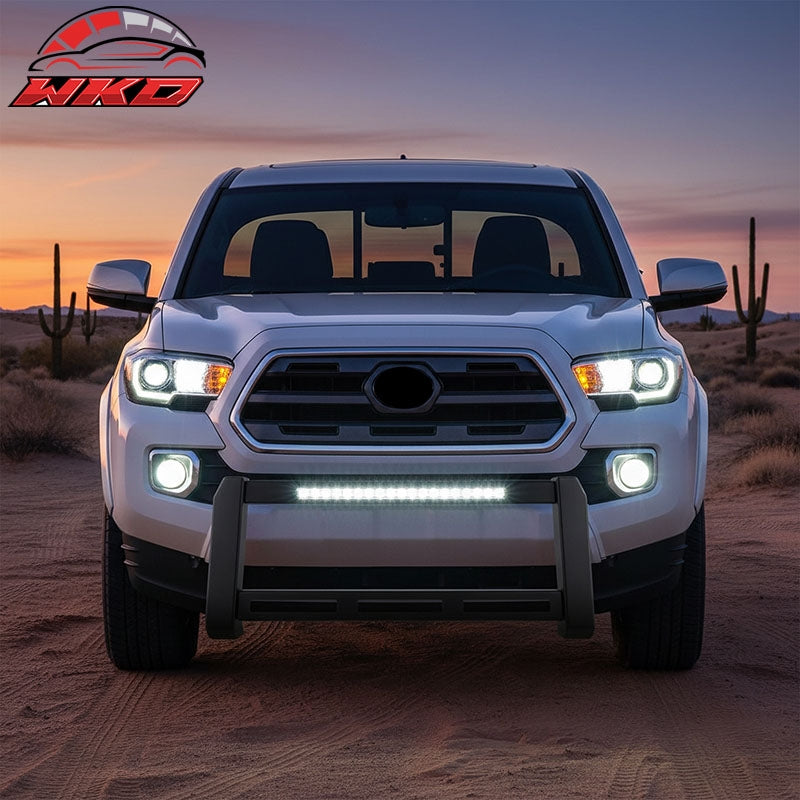 Fits 16-23 Toyota Tacoma Bull Bar Front Brush Bumper Grille Guard W/LED Light