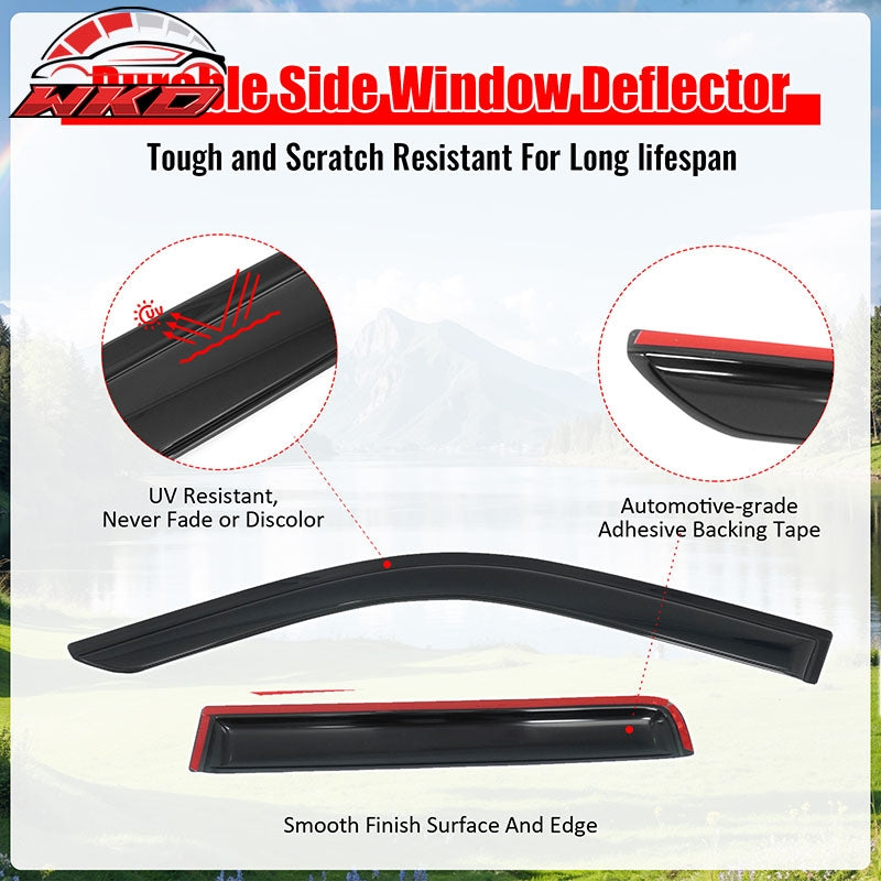 Fits 24-26 Toyota Tacoma Crew Cab Window Visors Smoke Acrylic Deflectors 4PC Set