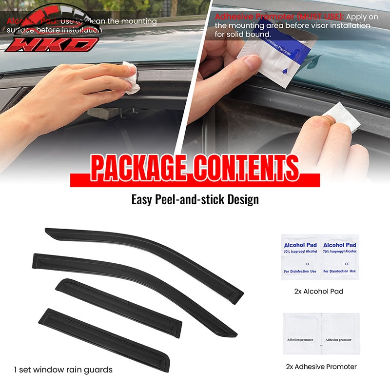 Fits 24-26 Toyota Tacoma Crew Cab Window Visors Smoke Acrylic Deflectors 4PC Set
