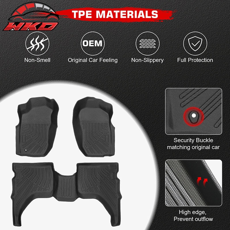 Fits 01-04 Toyota Tacoma Double Cab Anti-Slip Floor Mats All Weather TPE Carpets