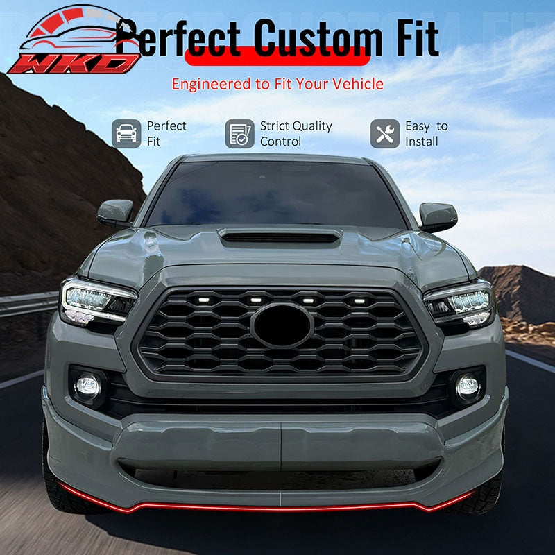 Fits 16-23 Toyota Tacoma IKON Style Front Bumper Lip Spoiler PU Unpainted 2PCS