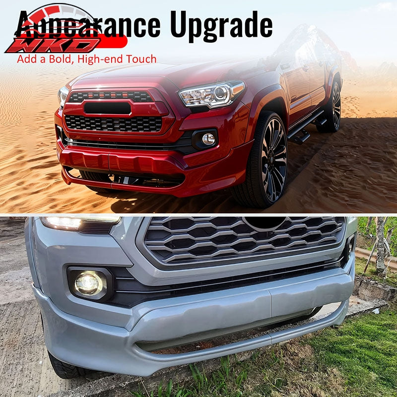 Fits 16-23 Toyota Tacoma IKON Style Front Bumper Lip Spoiler PU Unpainted 2PCS