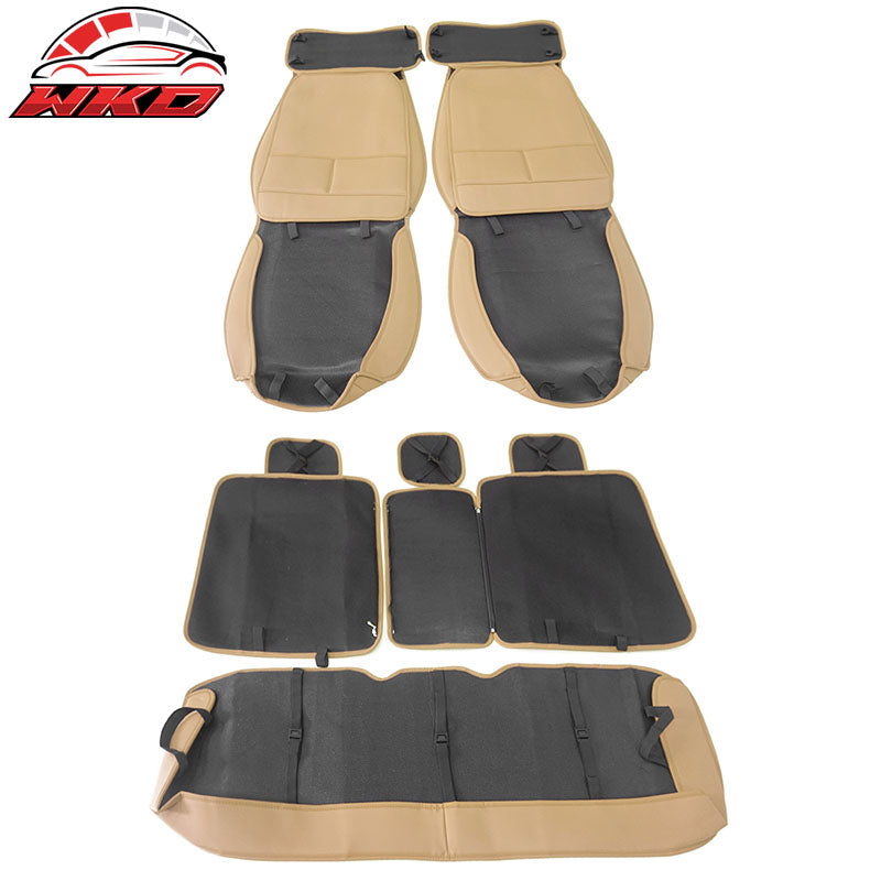 Fits 05-23 Toyota Tacoma 5-Seat Seat Covers Cushion Protector PU Leather - Beige