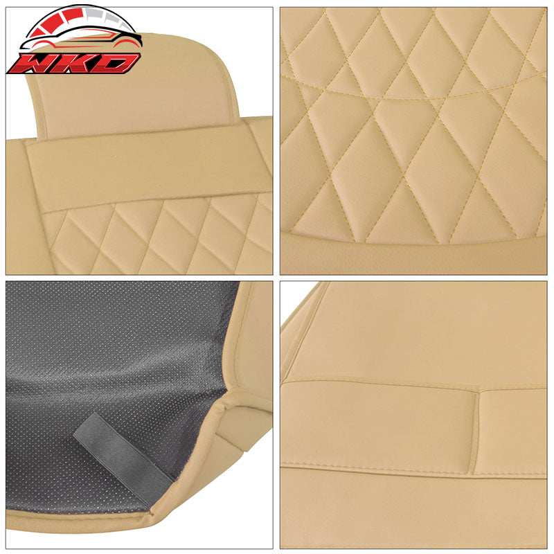 Fits 05-23 Toyota Tacoma 5-Seat Seat Covers Cushion Protector PU Leather - Beige