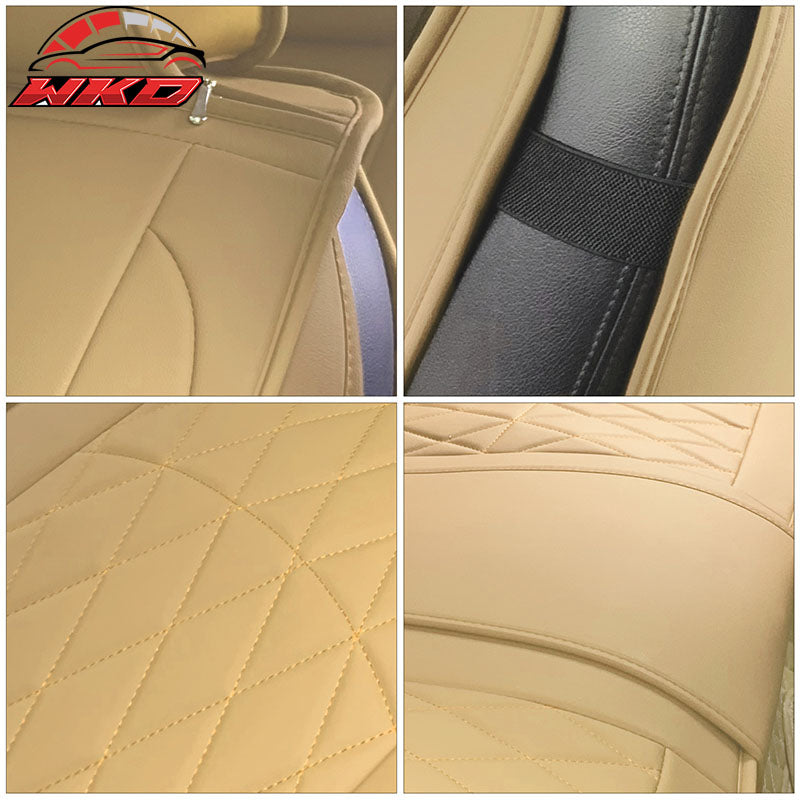 Fits 05-23 Toyota Tacoma 5-Seat Seat Covers Cushion Protector PU Leather - Beige