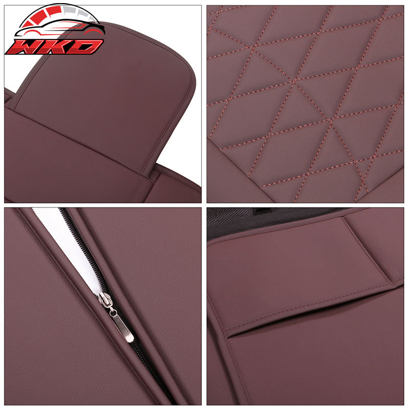 Fits 05-23 Toyota Tacoma 5-Seat Seat Covers Cushion Protector PU Leather - Brown