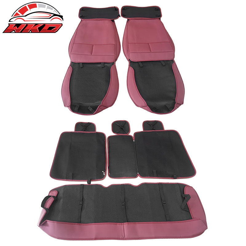 Fits 05-23 Toyota Tacoma 5-Seat Seat Covers Cushion Protector PU Leather - Red