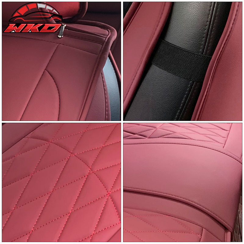 Fits 05-23 Toyota Tacoma 5-Seat Seat Covers Cushion Protector PU Leather - Red