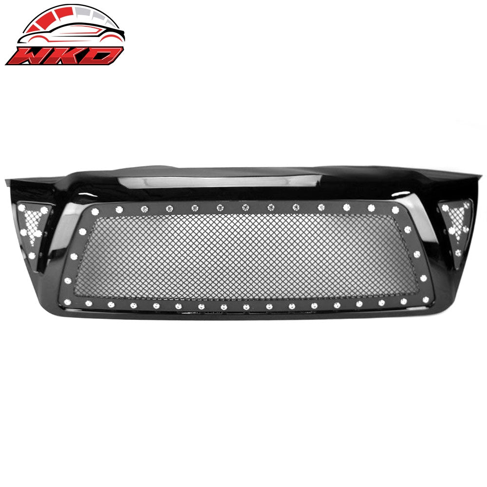 Wholesale 05-09 Toyota Tacoma Front Rivet Mesh Bumper Grille w/ Shell Gloss Black