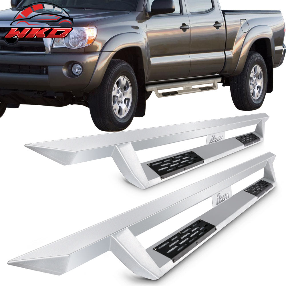 Fits 05-22 Toyota Tacoma Double Cab IKON V1 Style Steel Running Boards Silver