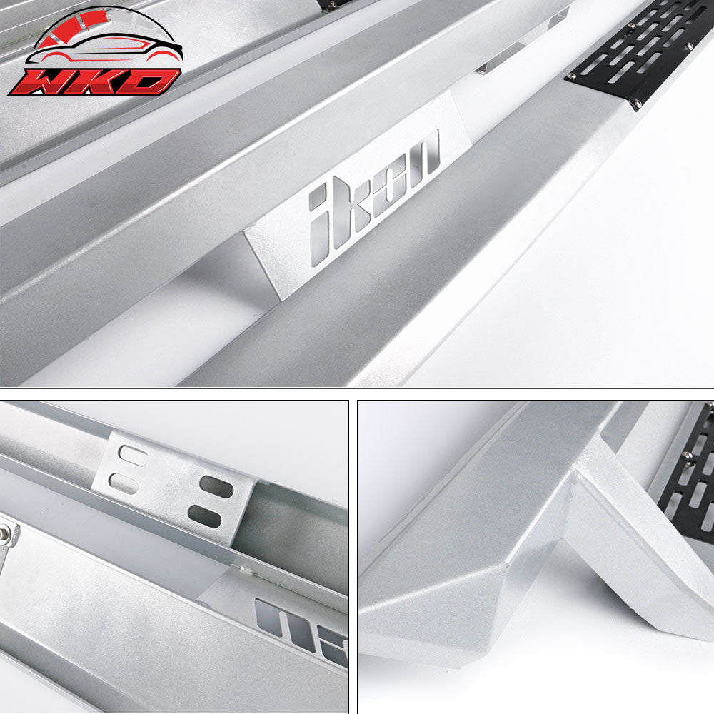 Fits 05-22 Toyota Tacoma Double Cab IKON V1 Style Steel Running Boards Silver