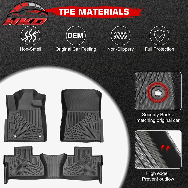 Fits 14-21 Toyota Tundra Crew Cab Anti-Slip Floor Mats All Weather TPE Carpets