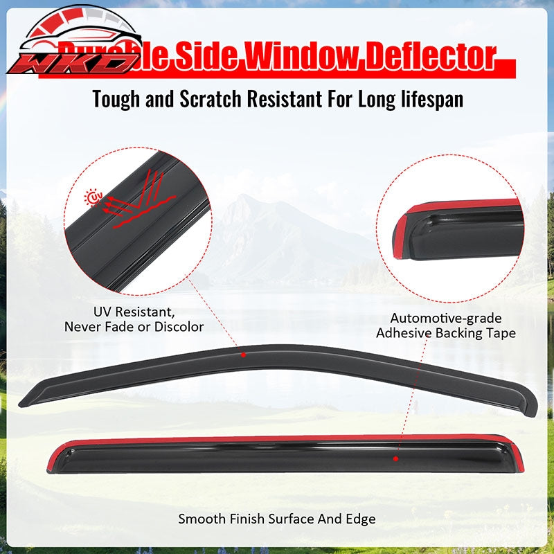 Fits 22-26 Toyota Tundra Crew Cab 4PCS Window Visors Smoke Acrylic Deflectors